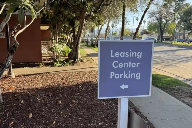 leasing center parking sign apartment complex San Jose California