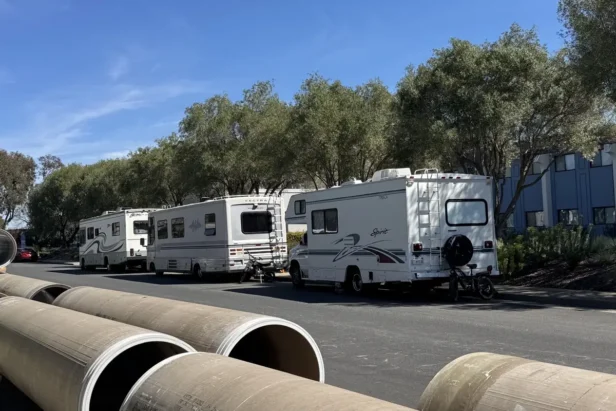 RVs parked along a street in San Francisco