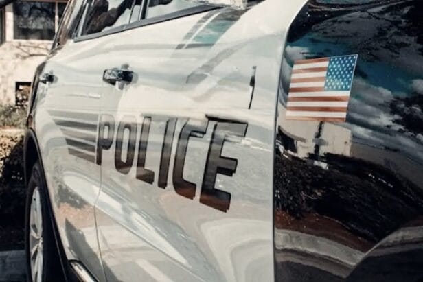 San Francisco police vehicle with POLICE marking close-up