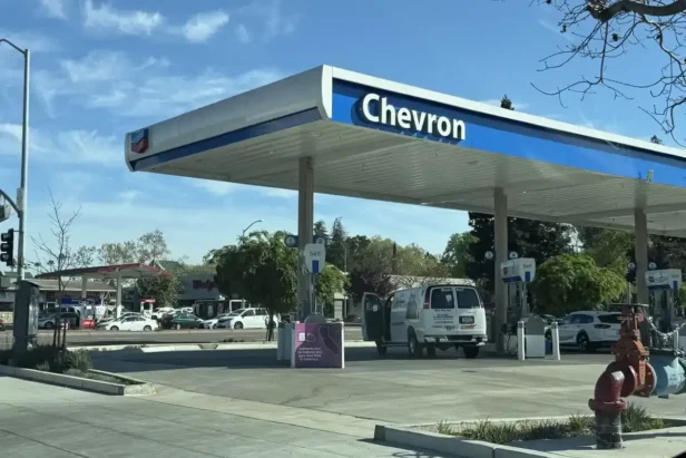 high gas prices California Bay Area fuel station Chevron sign