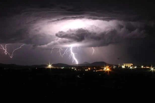 Dark storm clouds gather over the San Francisco Bay Area as severe weather approaches the region.